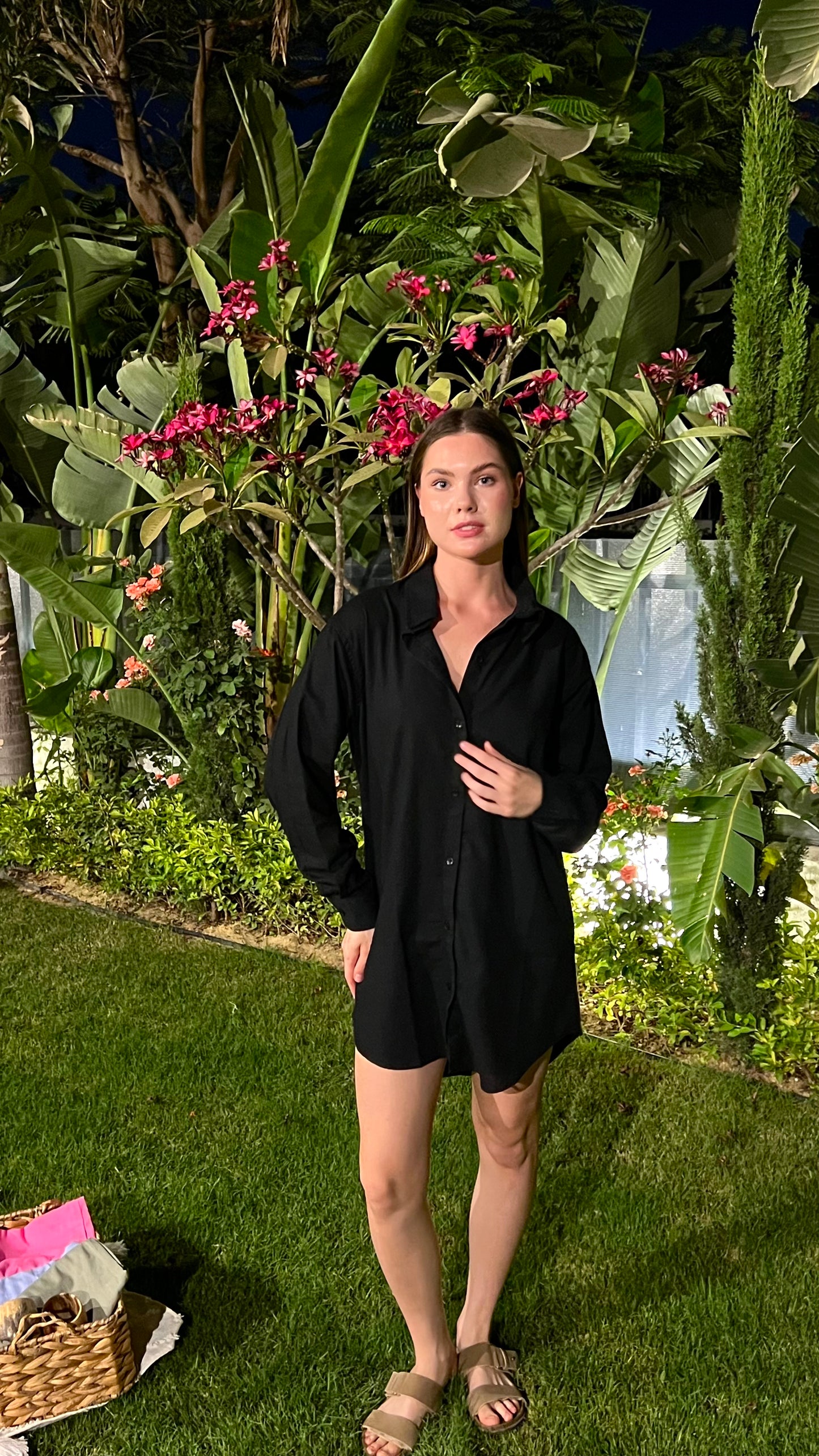 Dark Linen Days- Beach Coverup