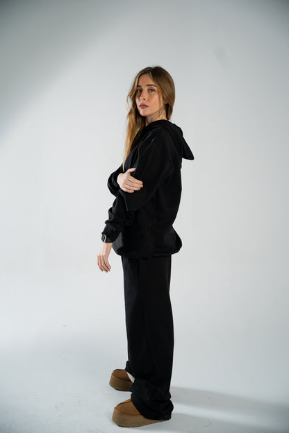 UNISEX BLACK OVERSIZED HOODIE