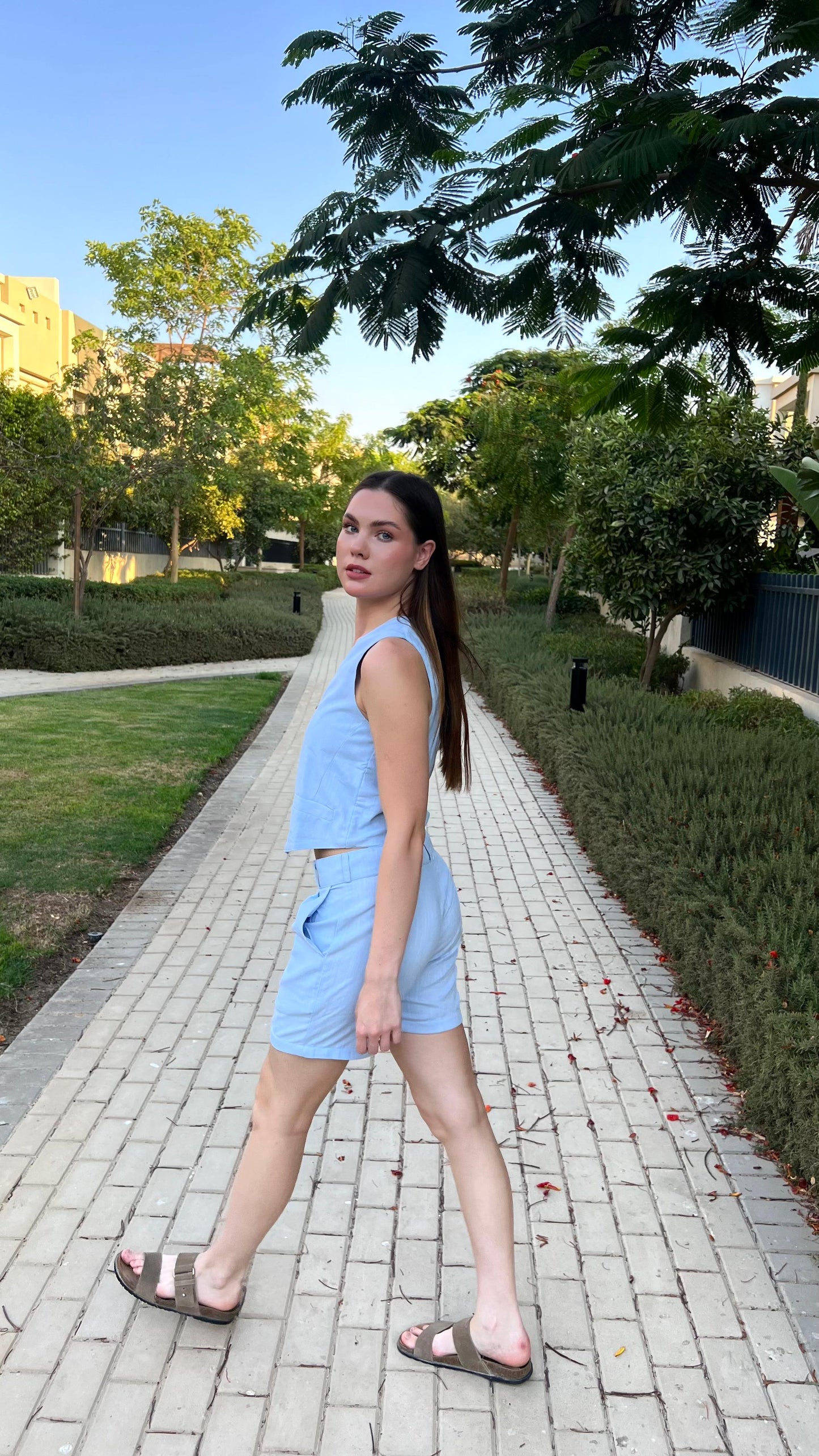 Baby Blue Linen Short