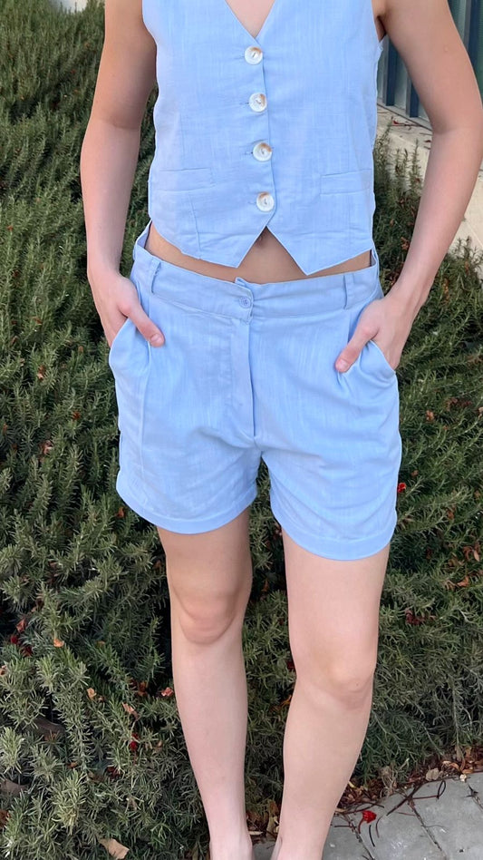 Baby Blue Linen Short