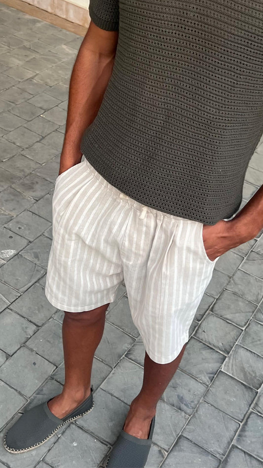 Dark Beige Striped Short