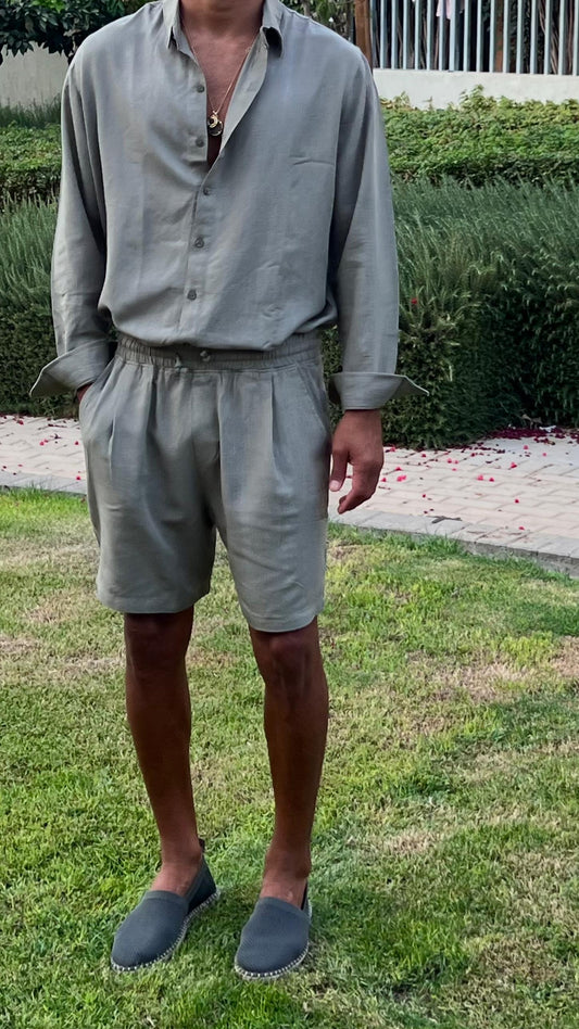 Olive Green Linen Short