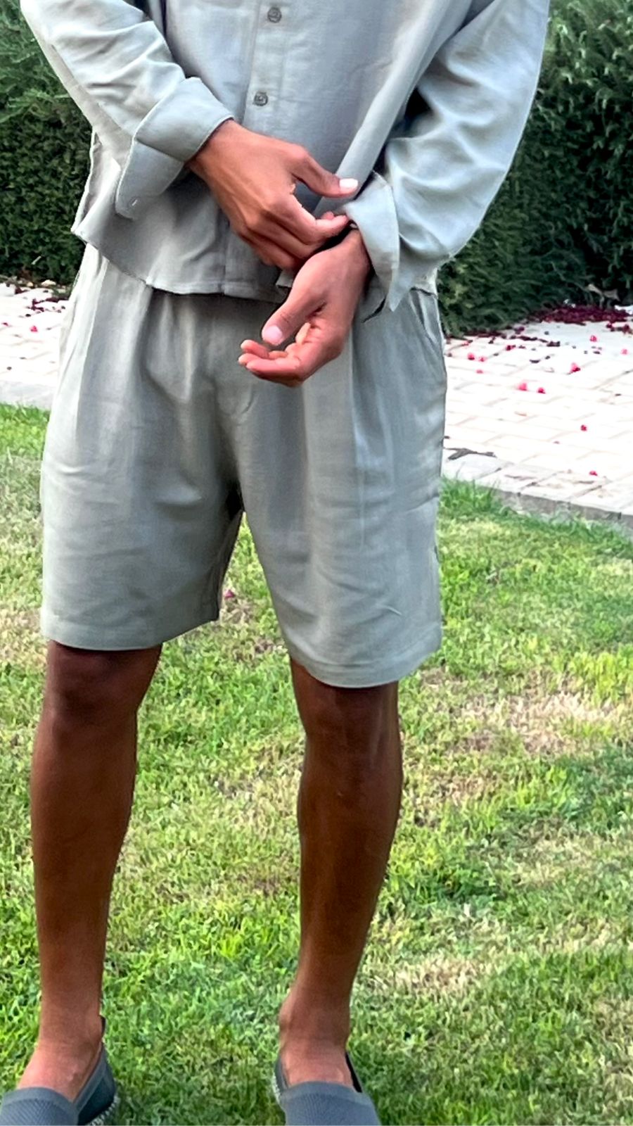 Olive Green Linen Short