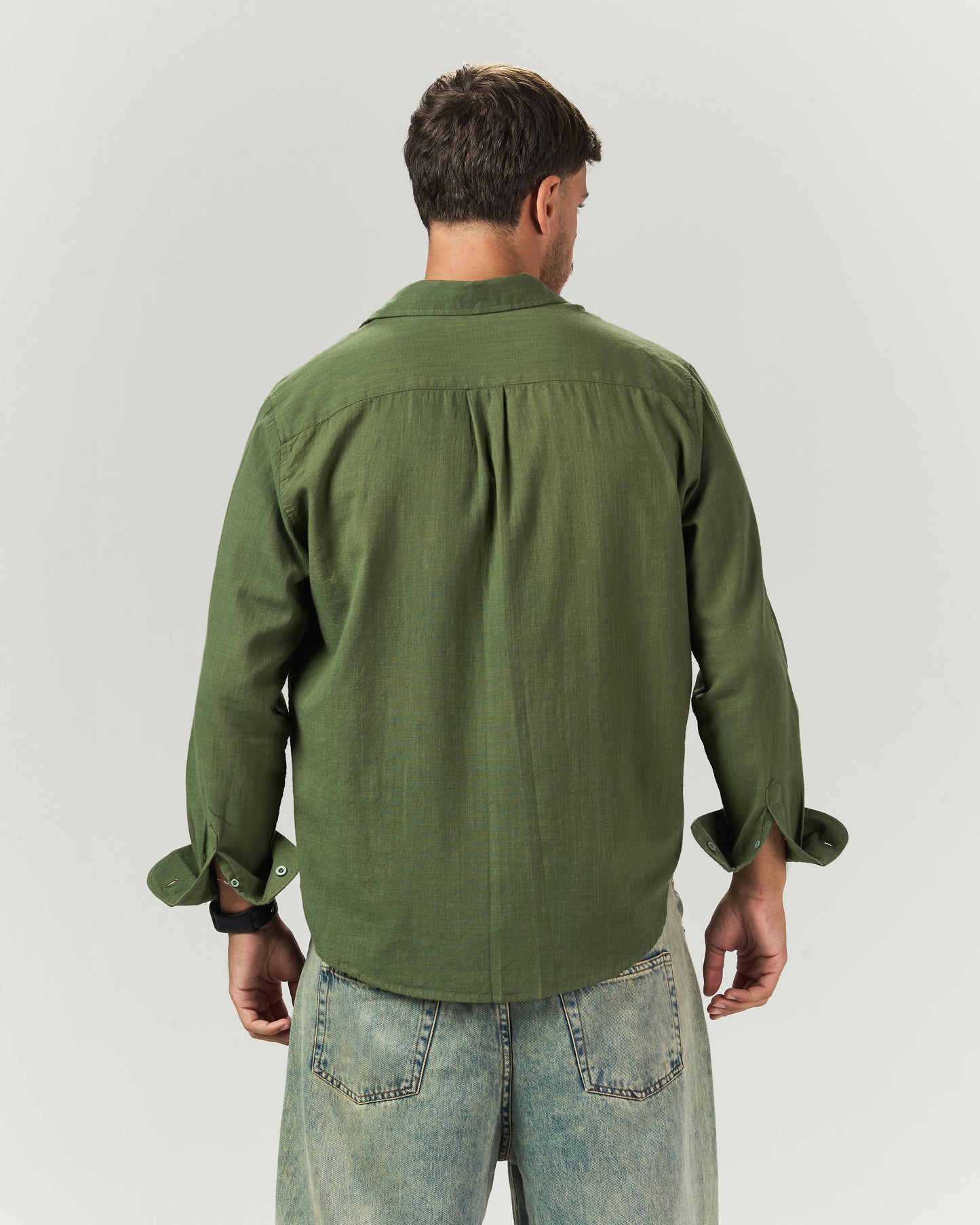 Olive green linen shirt