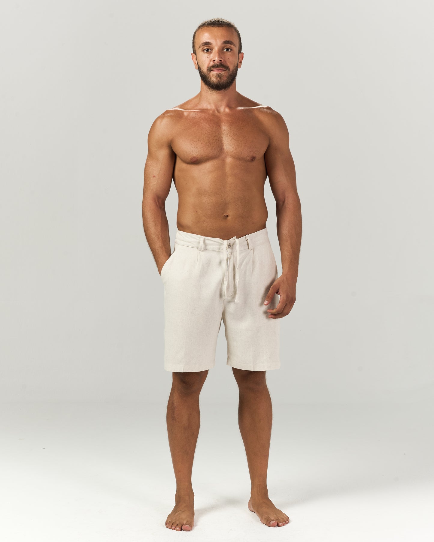 beige linen short